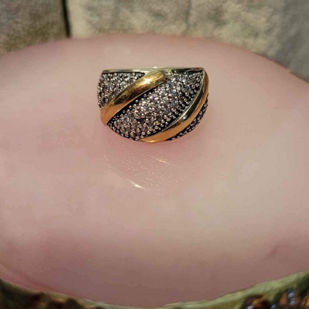 Solid sterling silver 925 & 10kt yellow gold ring size 7.5